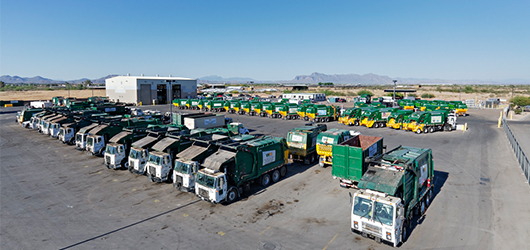 image of fleet of trucks from above